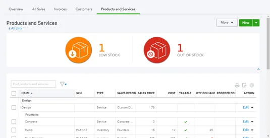 Termékek és szolgáltatások a QuickBooks Online-ban