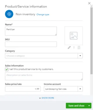 Termékek és szolgáltatások a QuickBooks Online-ban