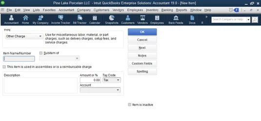 Как да добавяте елементи към списъка с елементи на QuickBooks 2019