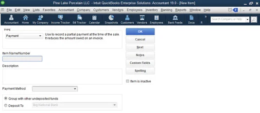 Как да добавяте елементи към списъка с елементи на QuickBooks 2019