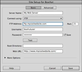 Verkkosivustoyhteys Adobe CS5 Dreamweaverilla