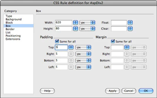 AP Divs Modifikasjon i Adobe CS5 Dreamweaver
