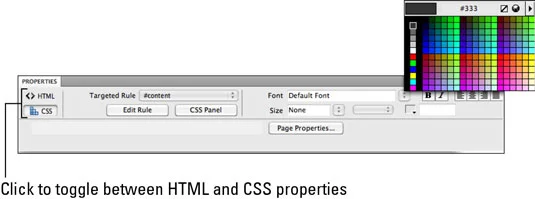 Tekstformatering ved hjelp av Adobe CS5 Dreamweaver Property Inspector