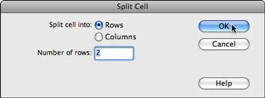 Tabellcellesammenslåing i Adobe CS5 Dreamweaver