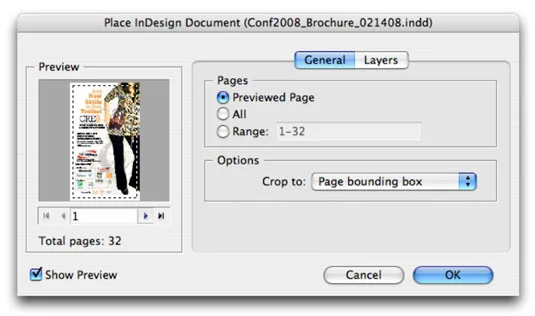 Importer dokumenter til InDesign Creative Suite 5-dokumenter