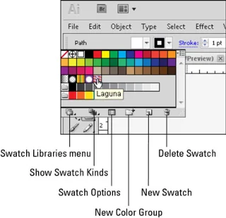 Fargeprøvepanelet i Adobe CS5 Illustrator