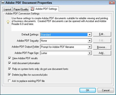Lag PDF-filer med Adobe PDF Printer