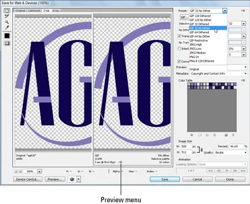 Lagre Photoshop-bilder som GIF for web og mobile enheter