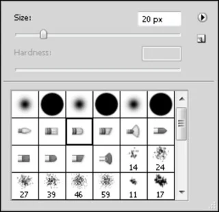 Endre børsten i Photoshop CS5 Tools Panel