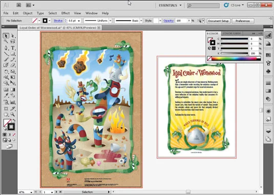 Arbeidsområdet for Adobe CS5 Illustrator