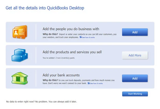 Az Express Setup használata a QuickBooks 2020 programban