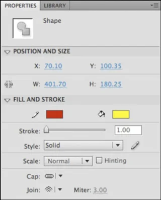 Velg og rediger Flash CS5-former