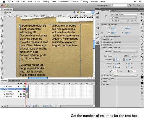 Hvordan lage kolonner i Flash CS5