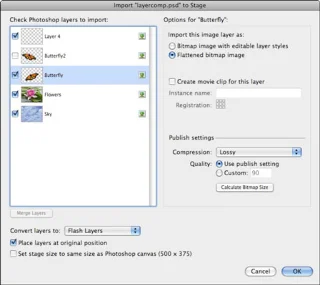 Photoshop (.psd) fájlok importálása Flash CS5-be