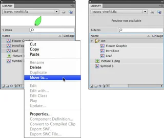 Sorter og organiser symboler i Flash CS5