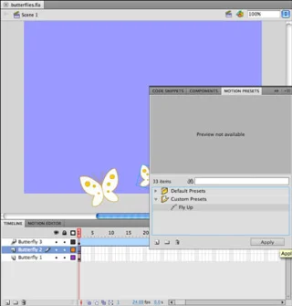Slik bruker du forhåndsinnstillinger for bevegelse i Flash CS5