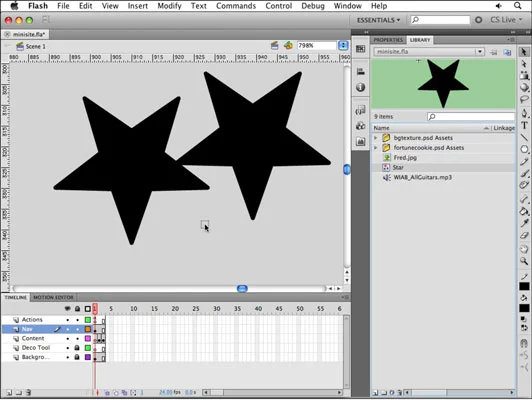 Pievienojiet un rediģējiet simbolus uz Flash CS5 skatuves