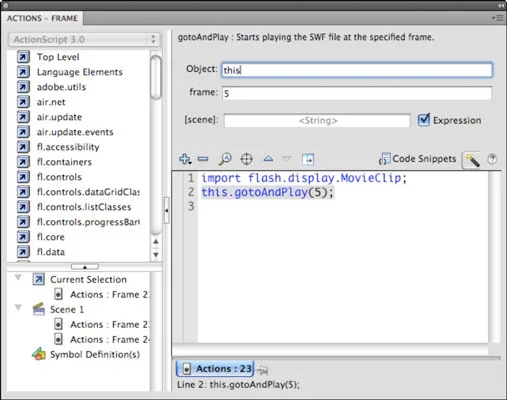 Slik bruker du gotoAndPlay() og gotoAndStop() i Flash CS5 ActionScript
