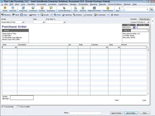 Hogyan készítsünk valódi rendelést a QuickBooks 2012-ben