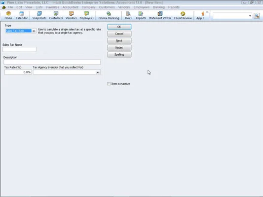 Hogyan adhatunk hozzá forgalmiadó-tételt vagy csoportot a QuickBooks 2012 cikklistájához