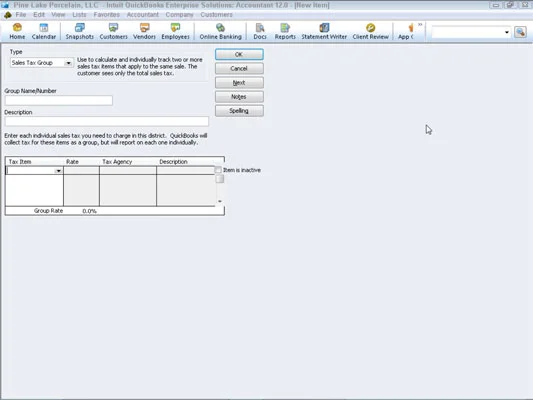 Hogyan adhatunk hozzá forgalmiadó-tételt vagy csoportot a QuickBooks 2012 cikklistájához