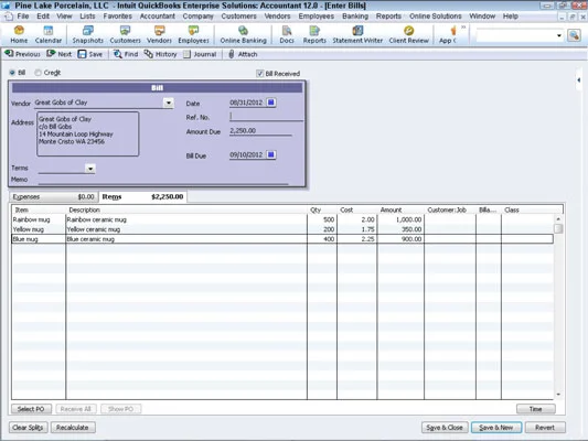 Egyidejűleg rögzítse a nyugtát és a számlát a QuickBooks 2012-ben