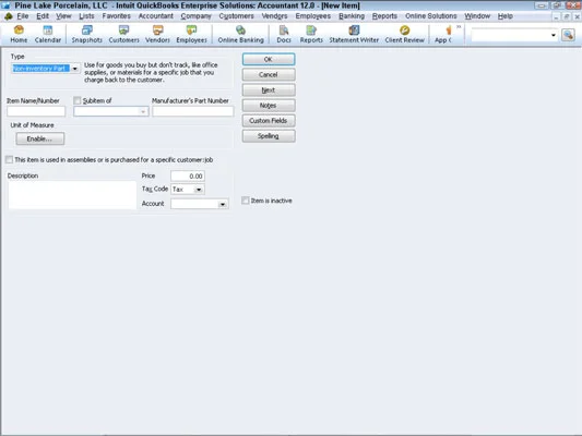 Hogyan adhatunk hozzá nem készletnyi alkatrészt a QuickBooks 2012 cikklistájához
