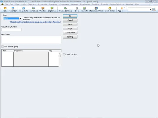 Hogyan adhatunk hozzá egy csoportos elemet a QuickBooks 2012 elemlistájához