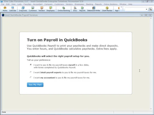Настройте основна ведомост с QuickBooks 2012