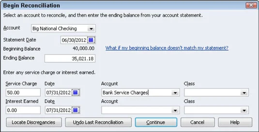 Bankszámla egyeztetése a QuickBooks 2012-ben