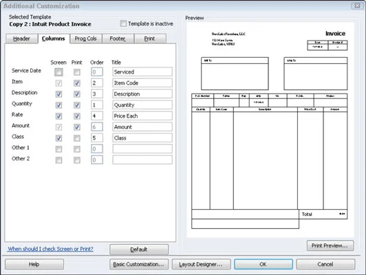 Tekintse át a QuickBooks 2012 további számla testreszabási beállításait