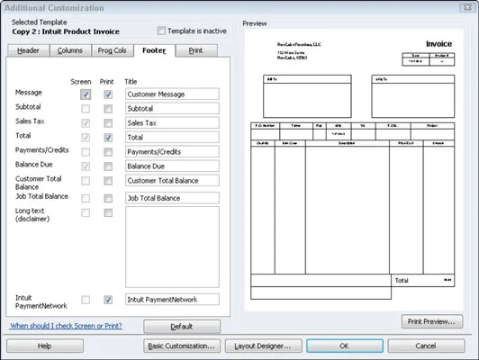 Tekintse át a QuickBooks 2012 további számla testreszabási beállításait