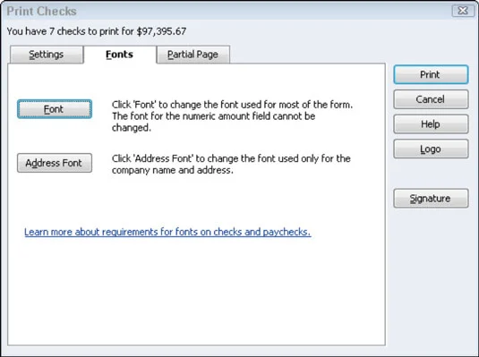 A csekkűrlap testreszabása a QuickBooks 2012-ben