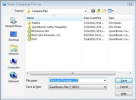 QuickBooks 2012 adatfájl visszaállítása