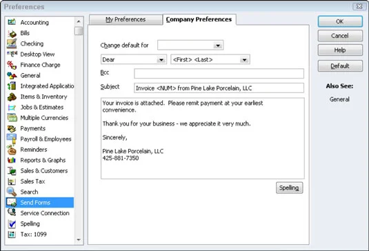 Állítsa be az Űrlapküldési beállításokat a QuickBooks 2012 alkalmazásban