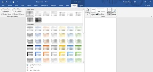 Vytváranie a formátovanie tabuliek v programe Word 2019