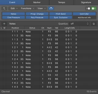 MIDI-editorer i Logic Pro X