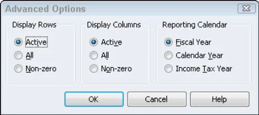 Használja a Megjelenítés lapot a QuickBooks 2012 jelentések módosításához