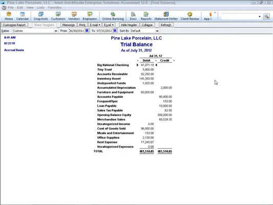 A QuickBooks 2012. évi könyvelői és adózási jelentései