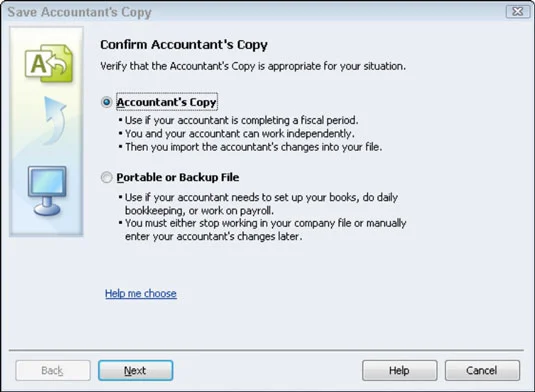 Hozzon létre egy könyvelői másolatot a QuickBooks adatfájlról