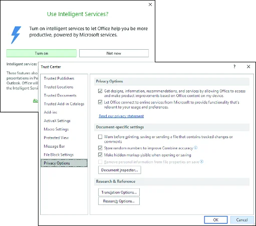 Office 2019-funktioner som bara fungerar om du litar på Microsoft med ditt innehåll