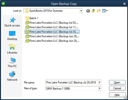 QuickBooks 2019 fájlkezelési tippek