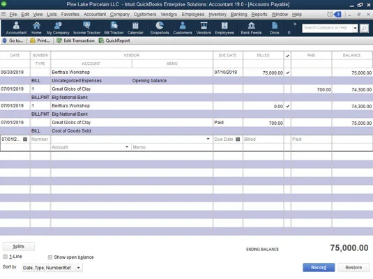 Jegyezze fel számláit a QuickBooks 2019-ben, a Payable Way módon