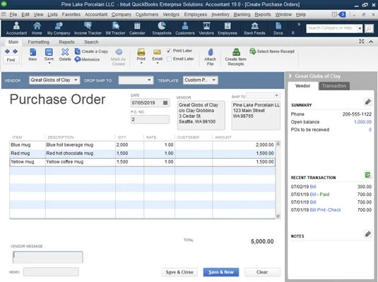Hogyan működnek a beszerzési rendelések a QuickBooks 2019-ben