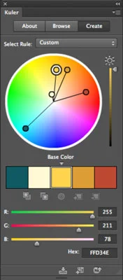 Hvordan bruke Kuler til å finne og dele fargetemaer i Photoshop CS6