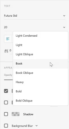 A szövegtulajdonságok beállítása az Adobe XD-ben