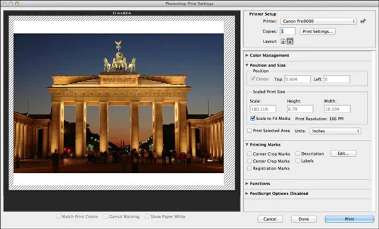 Nyomtatási beállítások megadása a Photoshop CS6 alkalmazásban