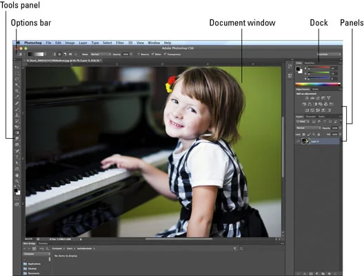 Hvordan starte Photoshop CS6 og tilpasse skrivebordet