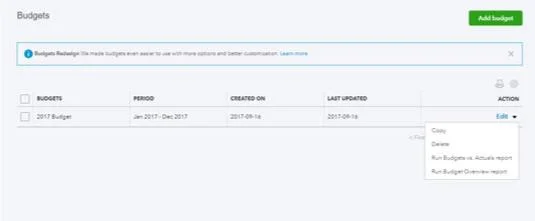 Költségkeret elkészítésének lépései a QuickBooks Online szolgáltatásban