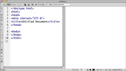 Dreamweaver CS6 dokumentvindu